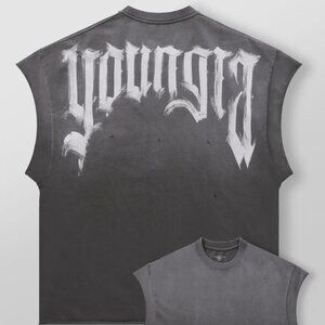 YoungLA 3056 - Drop Shoulder Cut-Offs (X-Large/Grey Wash)